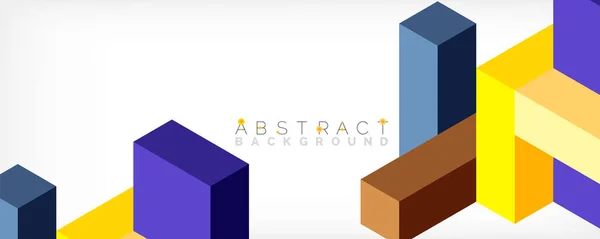 Fondo abstracto. 3d cubos, elementos cúbicos y bloques. Techno o concepto de negocio para fondo de pantalla, banner, fondo, landing page — Vector de stock