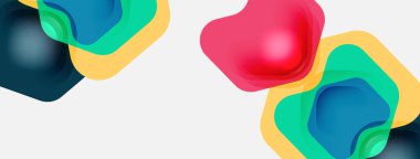 Beyaz arka planda renkli ok şekilleri. Minimum geometrik soyut arkaplan. Duvar kağıdı afişi veya iniş sayfası için vektör illüstrasyonu