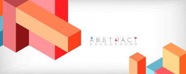 Soyut arkaplan. 3 boyutlu küp, küp elementler ve bloklar. Duvar kağıdı, afiş, arkaplan, iniş sayfası için tekno veya iş konsepti