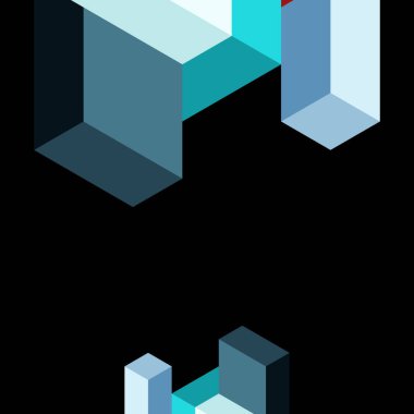 Soyut arkaplan. 3 boyutlu küp, küp elementler ve bloklar. Duvar kağıdı, afiş, arkaplan, iniş sayfası için tekno veya iş konsepti