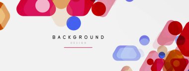 Beyaz üzerine renkli baloncuklar ve yuvarlak geometrik şekiller. Duvar kağıdı, pankart, arkaplan, iniş sayfası için vektör geometrik asgari özet arkaplan