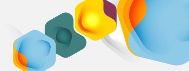 Beyaz arka planda renkli ok şekilleri. Minimum geometrik soyut arkaplan. Duvar kağıdı afişi veya iniş sayfası için vektör illüstrasyonu