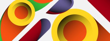 Soyut arkaplan. Minimum geometrik daireler ve koyu gölgeli yuvarlak şekiller. Duvar kağıdı afişi veya arkaplan için moda teknoloji iş şablonu