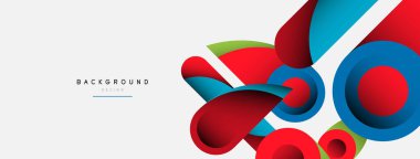 Soyut arkaplan. Minimum geometrik daireler ve koyu gölgeli yuvarlak şekiller. Duvar kağıdı afişi veya arkaplan için moda teknoloji iş şablonu