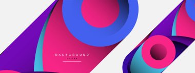 Soyut arkaplan. Minimum geometrik daireler ve koyu gölgeli yuvarlak şekiller. Duvar kağıdı afişi veya arkaplan için moda teknoloji iş şablonu