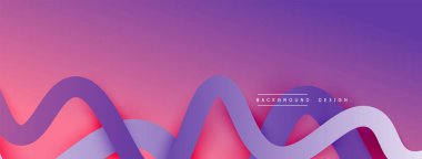 Gölge efektli dalga çizgisi olan soyut gradyan arkaplan. Geometrik bileşim. 3B gölge efektleri ve sıvı eğimleri