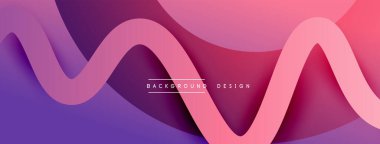 Gölge efektli dalga çizgisi olan soyut gradyan arkaplan. Geometrik bileşim. 3B gölge efektleri ve sıvı eğimleri