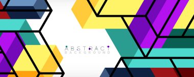 Soyut arkaplan. 3 boyutlu küp, küp elementler ve bloklar. Duvar kağıdı, afiş, arkaplan, iniş sayfası için tekno veya iş konsepti