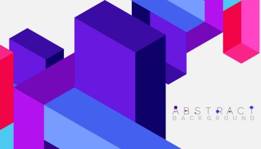 Soyut arkaplan. 3 boyutlu küp, küp elementler ve bloklar. Duvar kağıdı, afiş, arkaplan, iniş sayfası için tekno veya iş konsepti