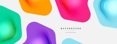 Beyaz arka planda renkli ok şekilleri. Minimum geometrik soyut arkaplan. Duvar kağıdı afişi veya iniş sayfası için vektör illüstrasyonu