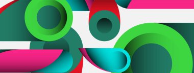 Soyut arkaplan. Minimum geometrik daireler ve koyu gölgeli yuvarlak şekiller. Duvar kağıdı afişi veya arkaplan için moda teknoloji iş şablonu