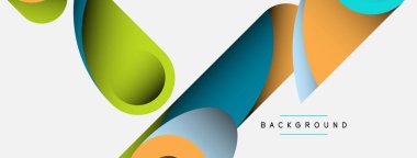 Soyut arkaplan. Minimum geometrik daireler ve koyu gölgeli yuvarlak şekiller. Duvar kağıdı afişi veya arkaplan için moda teknoloji iş şablonu