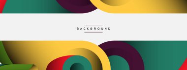 Soyut arkaplan. Minimum geometrik daireler ve koyu gölgeli yuvarlak şekiller. Duvar kağıdı afişi veya arkaplan için moda teknoloji iş şablonu