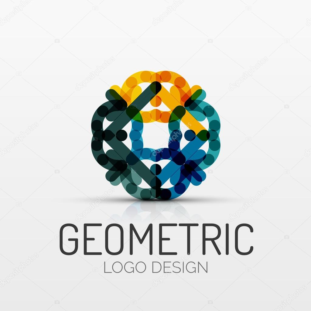 Vector abstract geometric shape icon, company logo design, business symbol concept, minimal line style