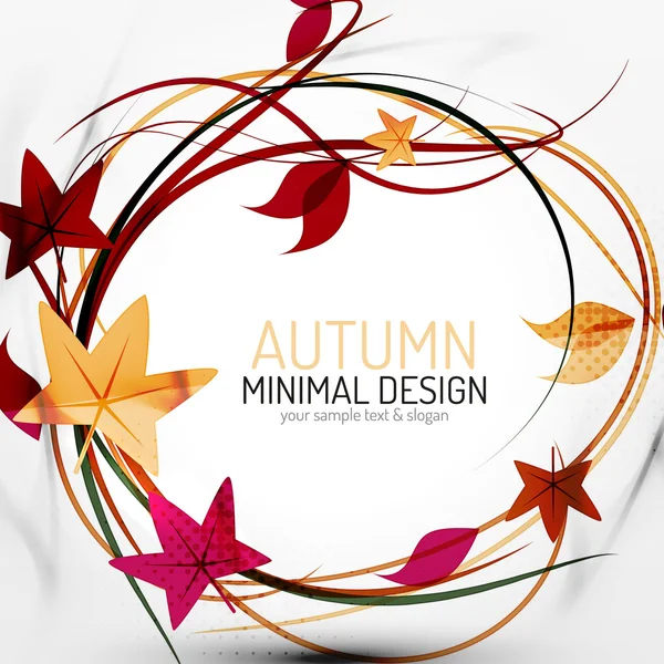 秋天的落叶和线条抽象背景 — 图库矢量图片