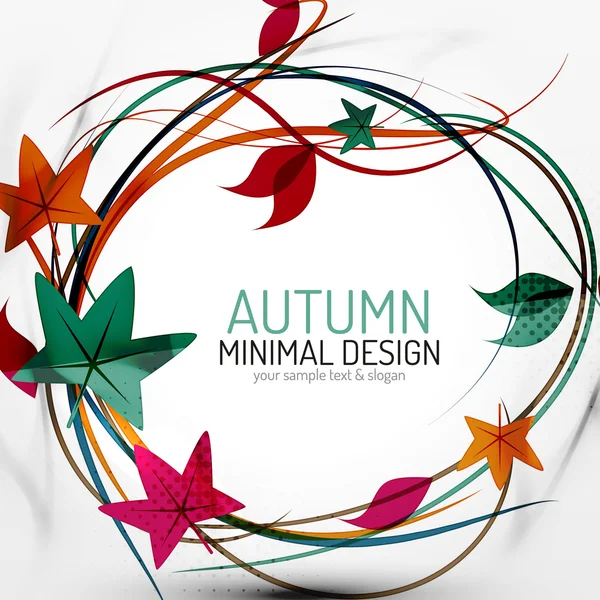 Autumn leaves and lines abstract background — Stock Vector