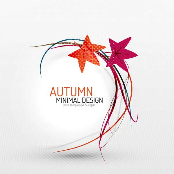 Autumn leaves and lines abstract background — Stock Vector