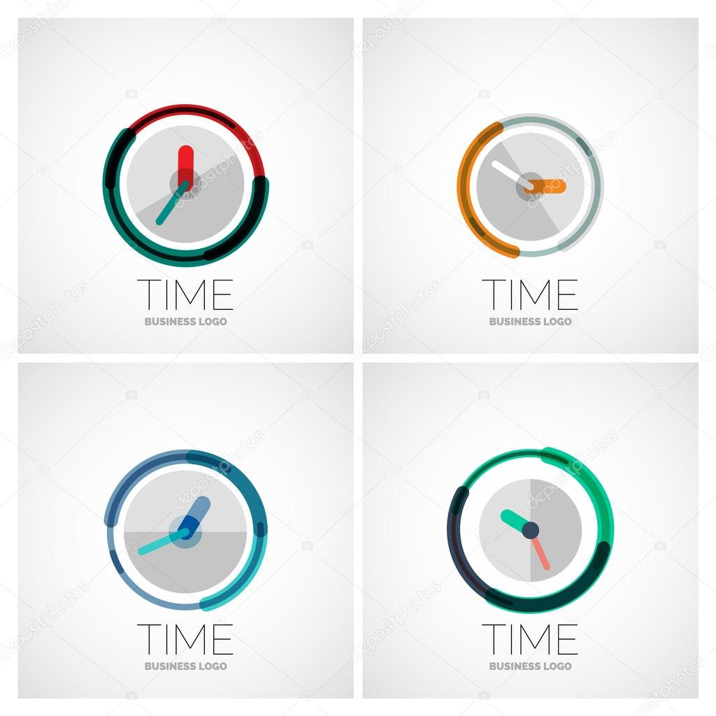 Vector collection of clock, time company logo designs, business symbols concepts, minimal line style