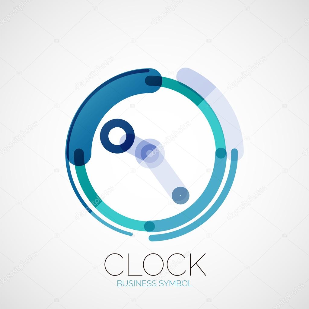 Vector clock, time company logo design, business symbol concept, minimal line style