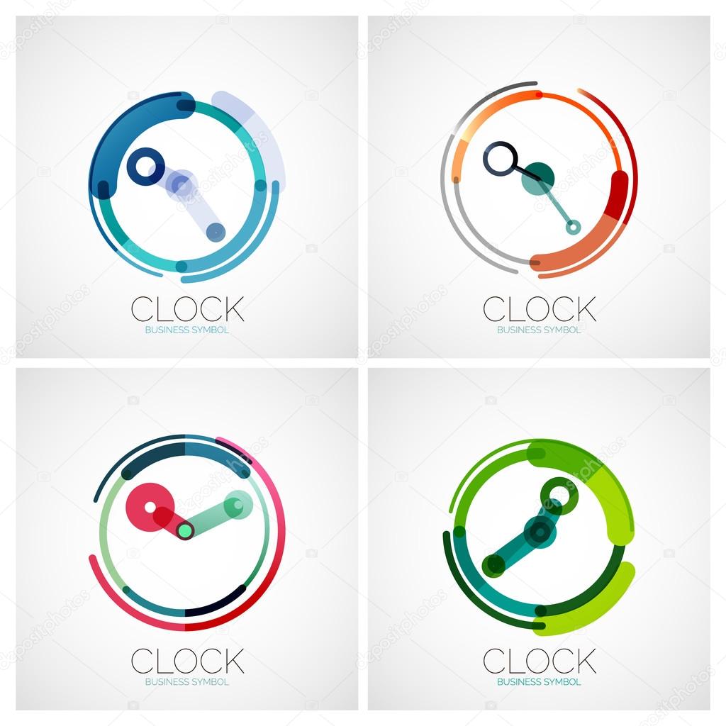 Vector collection of clock, time company logo designs, business symbols concepts, minimal line style