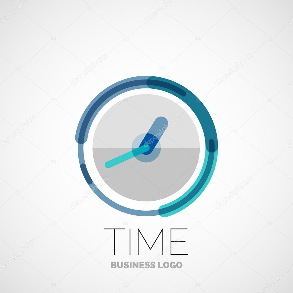 Vector clock, time company logo design, business symbol concept, minimal line style