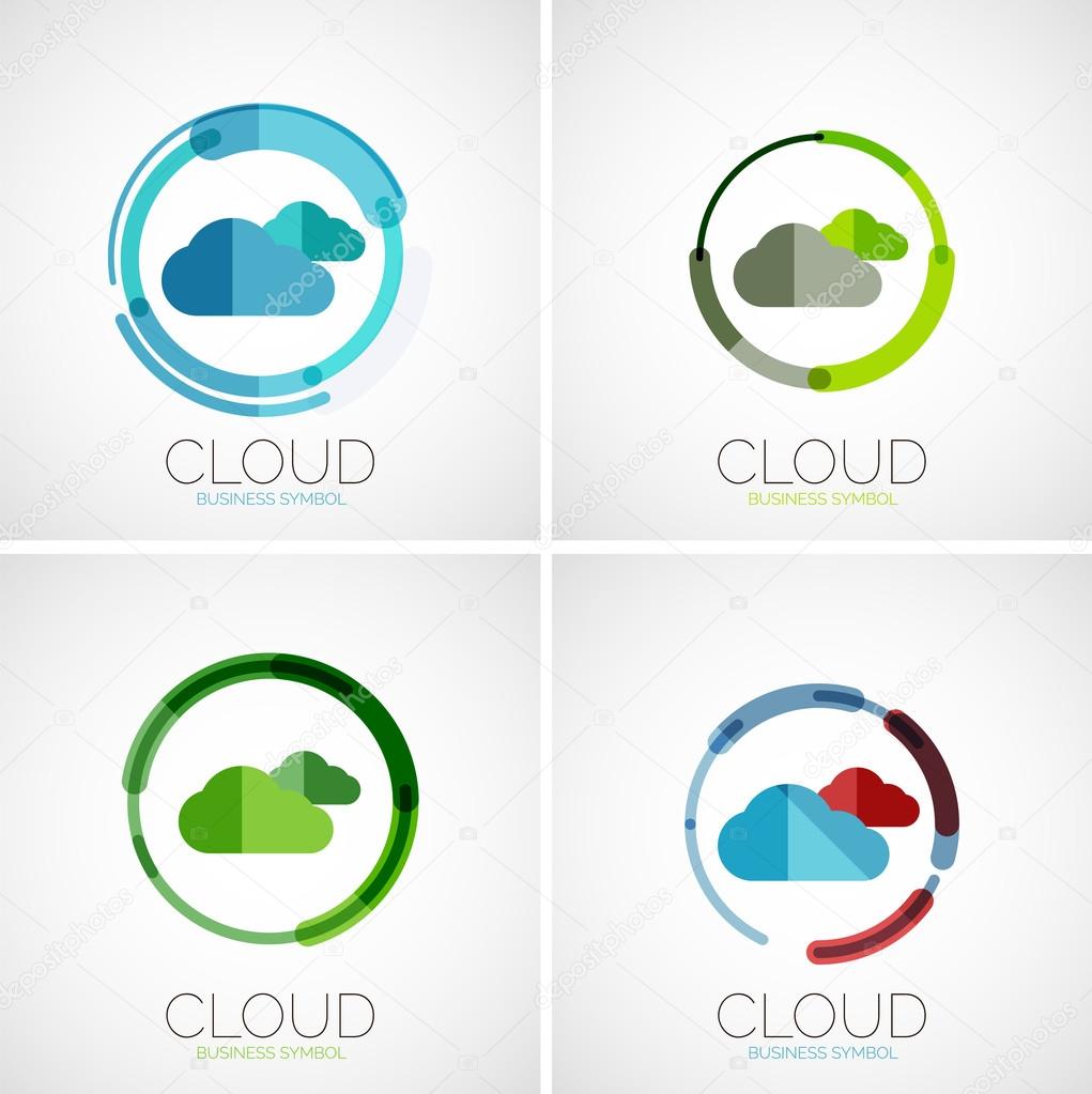 Cloud storage logotype set, flat design