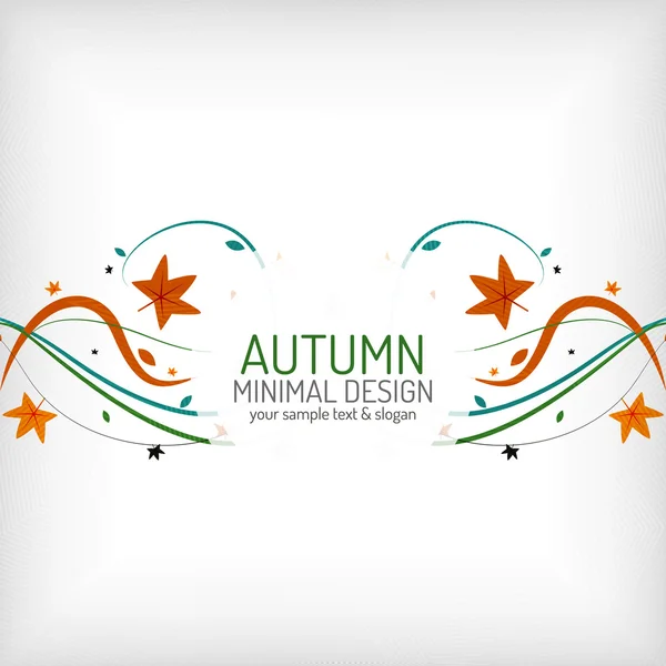 Autumn swirl lines and leaves on white — Stock Vector