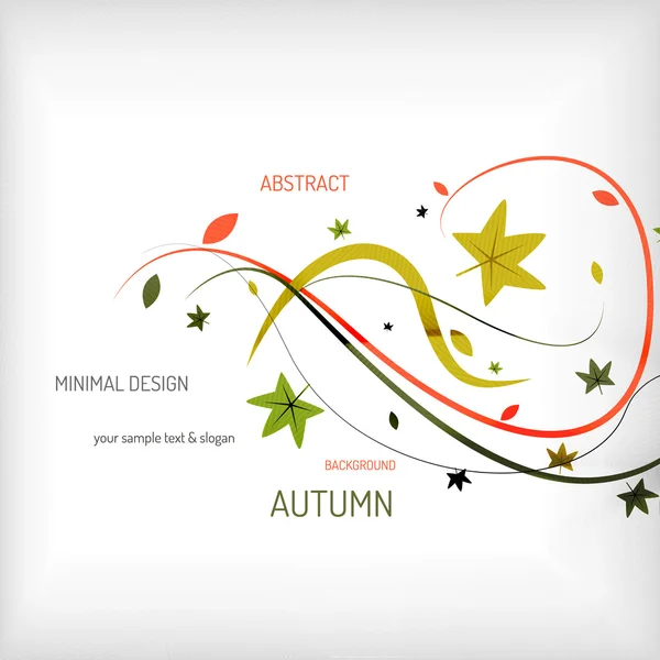 Remolino otoñal, planta y hojas, mínimo — Vector de stock