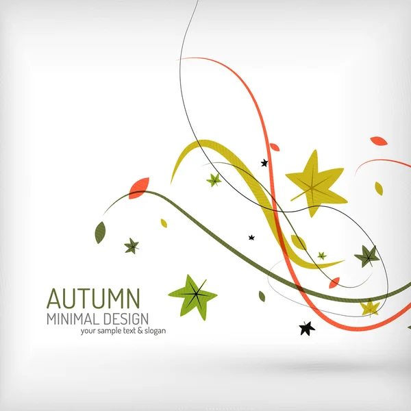 Tourbillon automnal, plantes et feuilles, minimum — Image vectorielle