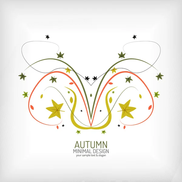 Autumn swirl, plant and leaves, minimal — Stock Vector