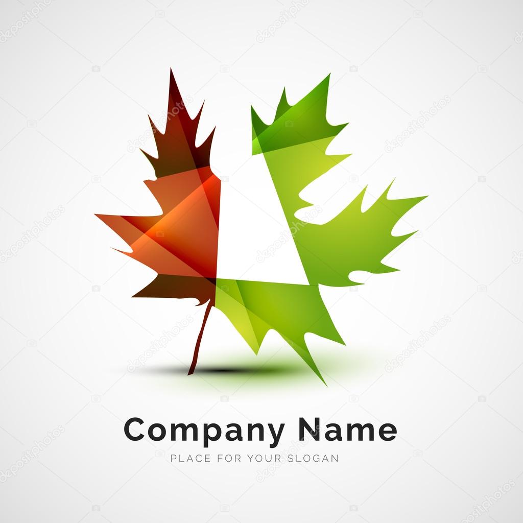 Leaf logo, seasonal autumn concept, branding logotype design