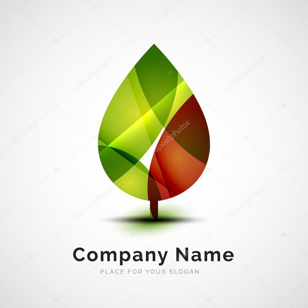 Leaf logo, seasonal autumn concept, branding logotype design