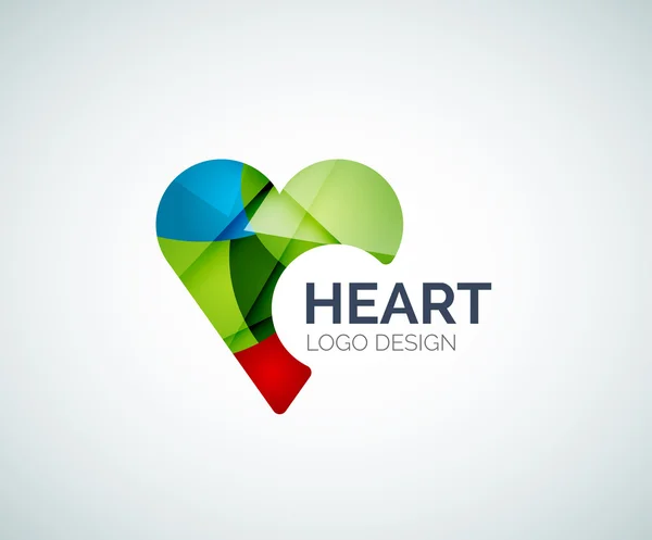 Amor, corazón, como, logotipo hecho de piezas de color — Vector de stock