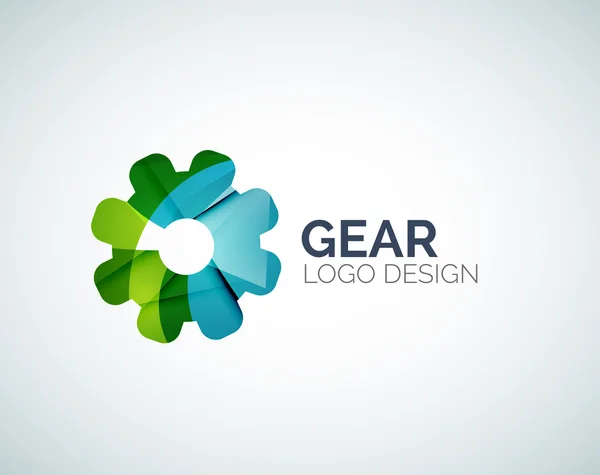 Gear logo design made of color pieces — Stock Vector