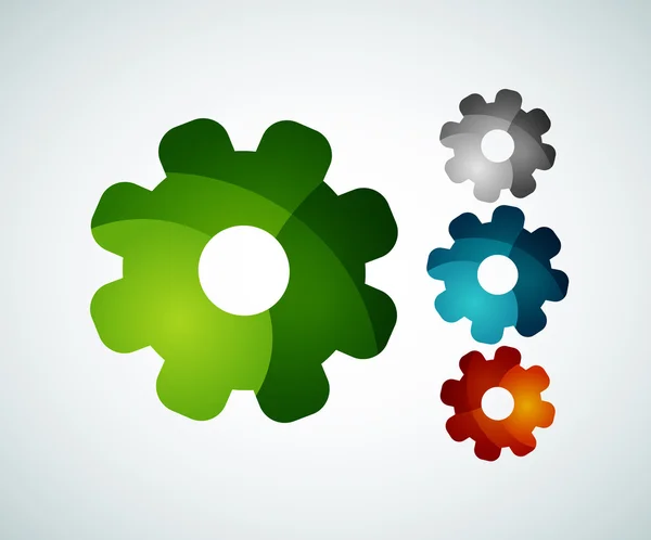 Diseño del logo del engranaje hecho de piezas de color — Vector de stock