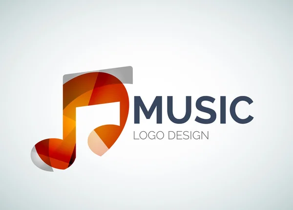 Música, logotipo del icono de la nota hecha de piezas de color — Vector de stock
