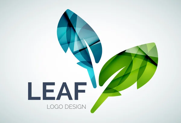 Green eco leaves logo made of color pieces — Stock Vector