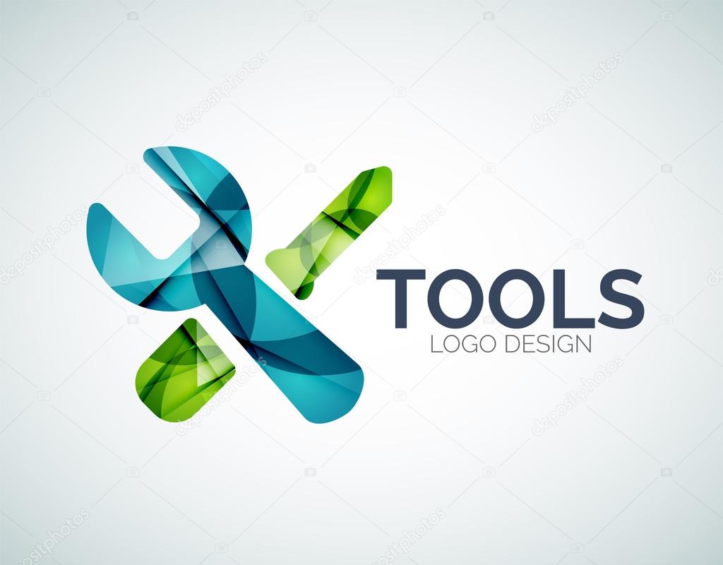 Abstract tools icon logo design made of color pieces - various geometric shapes