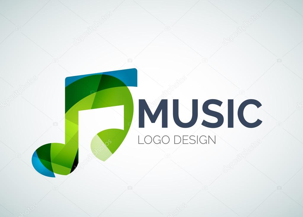 Music, note icon logo made of color pieces