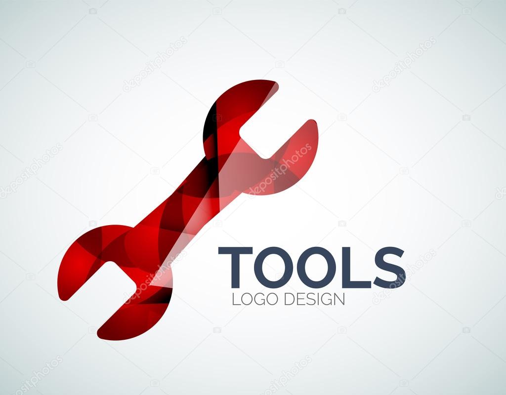 Abstract tools icon logo design made of color pieces - various geometric shapes