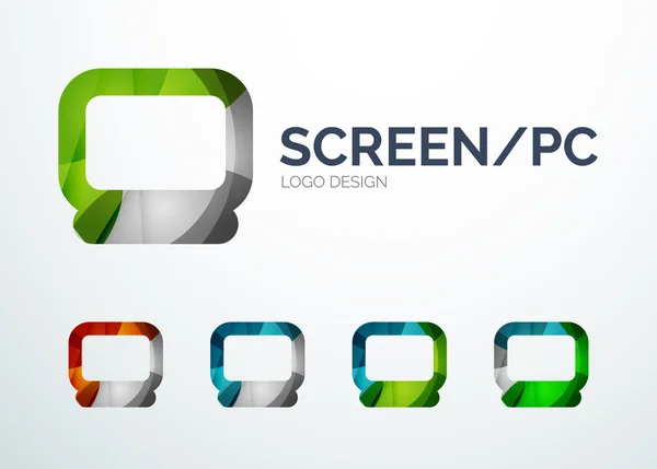 Disegno del logo dello schermo del PC fatto di pezzi a colori — Vettoriale Stock
