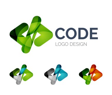 renk parçalarını yapılan kod simgesi logo tasarımı