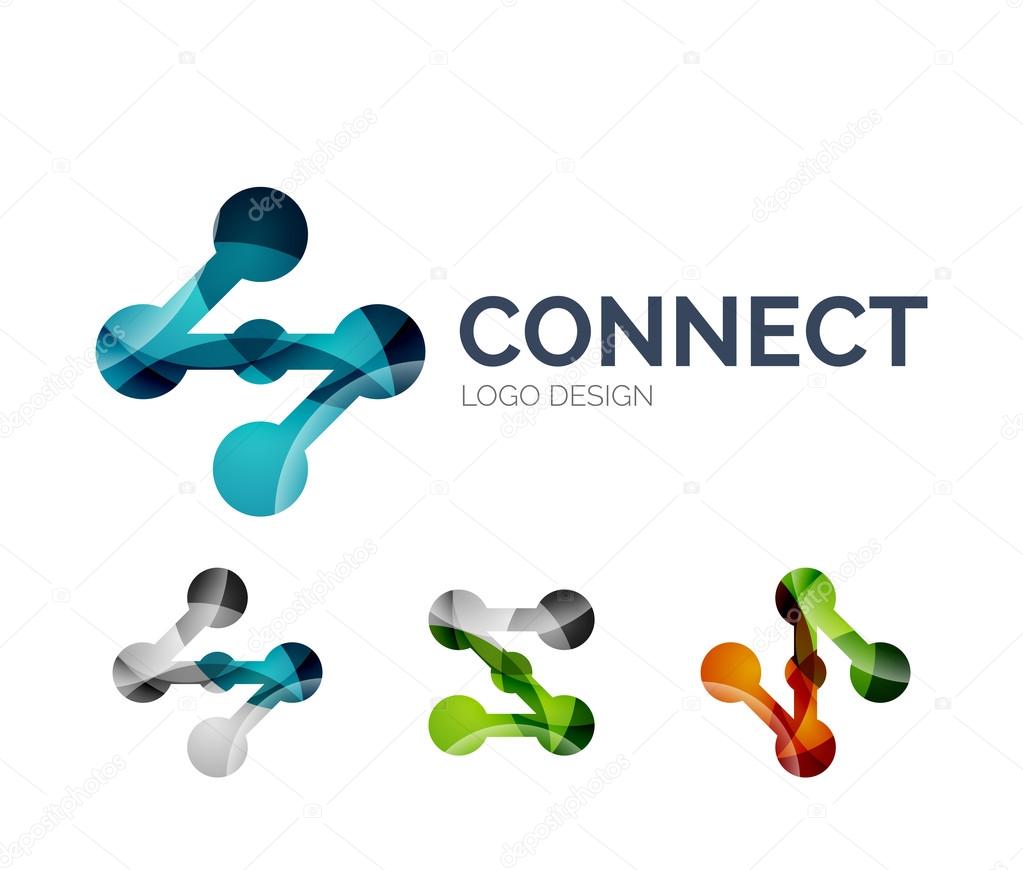 Connection icon logo design made of color pieces
