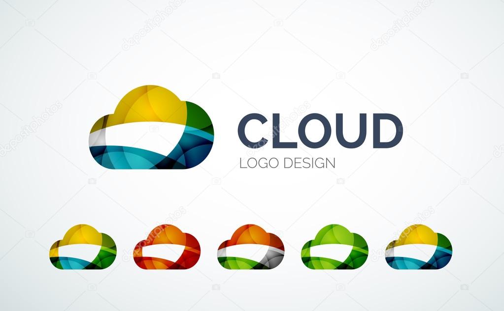 Cloud logo design made of color pieces