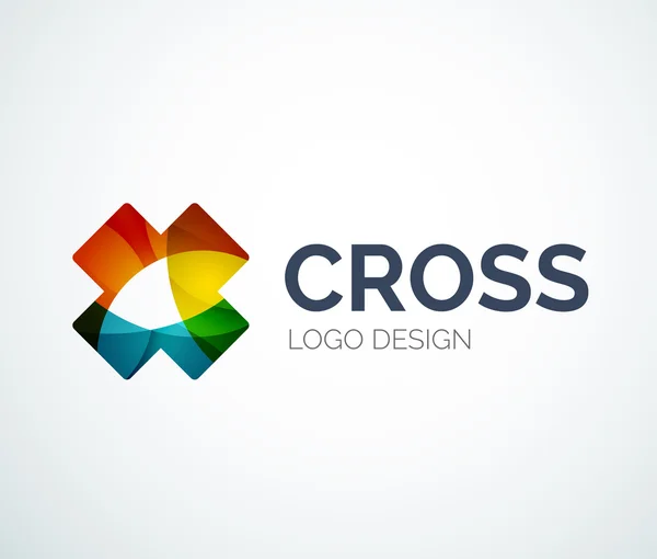 Cross Logo Design aus farbigen Stücken — Stockvektor