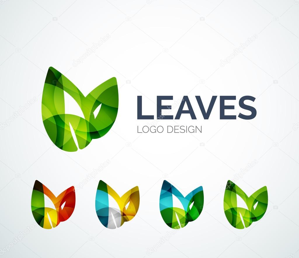 Eco leaves logo design made of color pieces