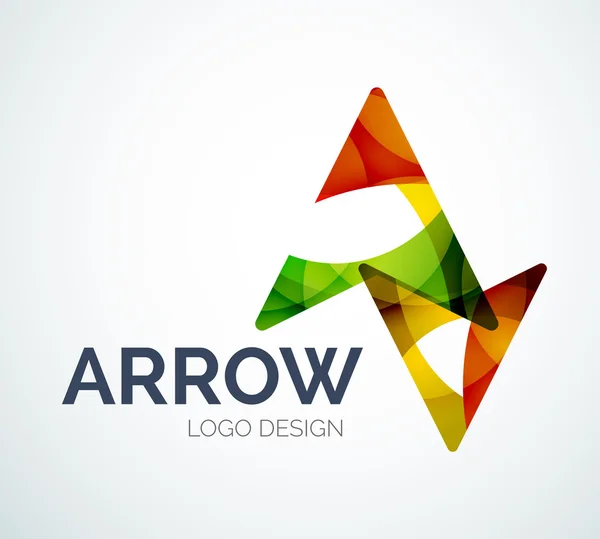 Diseño del logo del icono de flecha hecho de piezas de color — Vector de stock