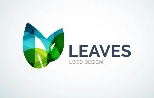 Eco foglie logo di design fatto di pezzi di colore — Vettoriale Stock