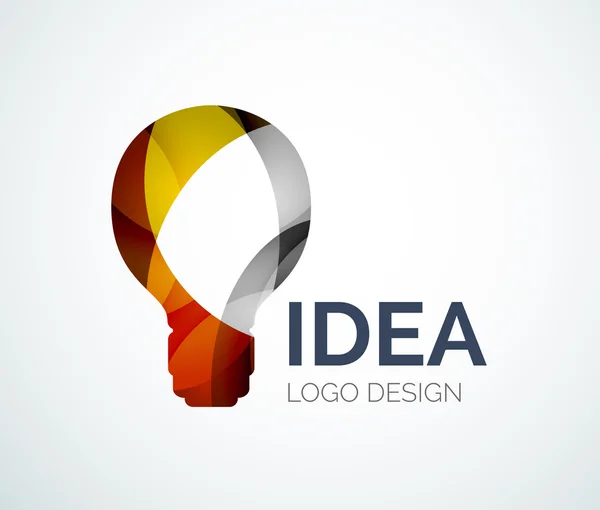 Diseño del logotipo de la bombilla de luz hecha de piezas de color — Vector de stock