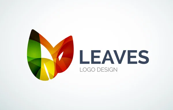 Eco verlaat logo ontwerp gemaakt van kleur stukken — Stockvector